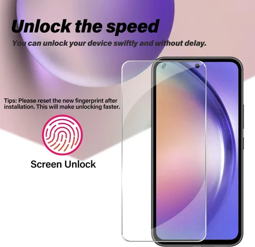 Miniatura 3 de BIGFACE Protector de Pantalla de Vidrio Templado para Galaxy A54 + Protector de Lente de Cámara [Paquete de 2 + 2] [Desbloqueo por Huella Dactilar]