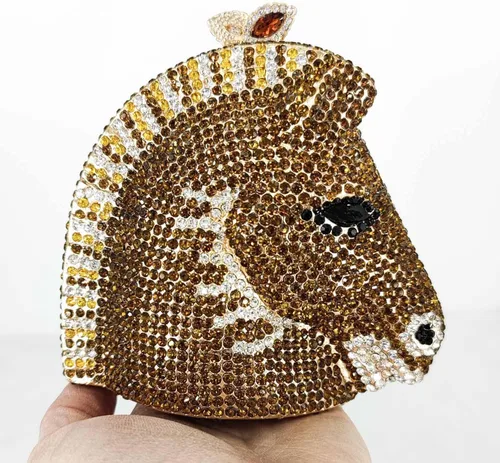 Miniatura 2 de Bolso de mano de cristal para mujer con forma de cabeza de caballo 3D brillante, S