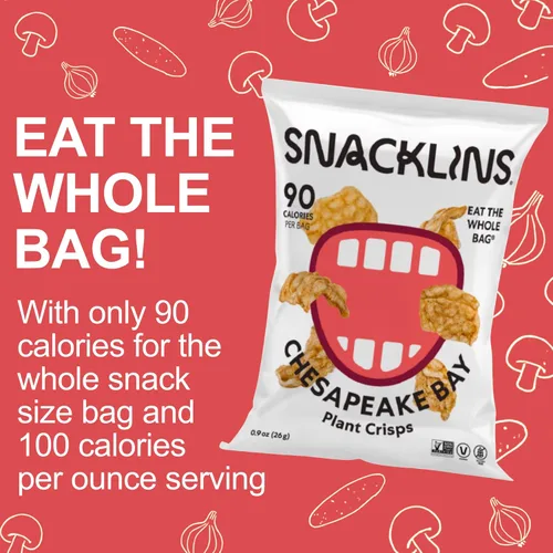 Miniatura 3 de SNACKLINS Chesapeake Bay - Patatas fritas a base de plantas – Veganas, sin gluten, sin granos, Kosher, aperitivo saludable bajo en calorías – Solo