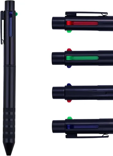 DUNBONG Bolígrafo multicolor negro 4 en 1 multifunción con bolígrafo de gel negro, azul, rojo, verde, 1 unidad (negro)