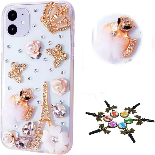 Miniatura 7 de Sparkle - Funda para teléfono compatible con Nokia G310 5G, elegante, hecha a mano en 3D con diseño de diamantes de imitación para parejas, ciervos