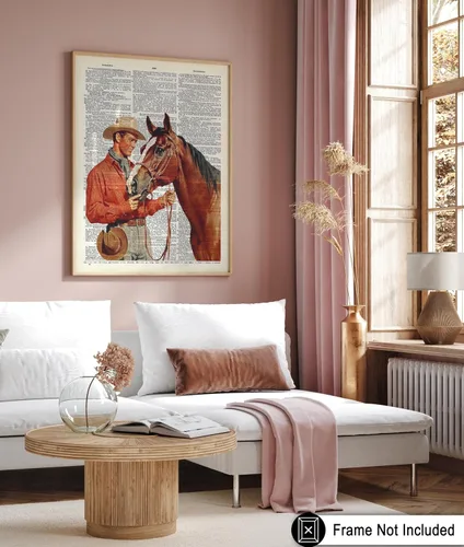 Miniatura 6 de Poster Master Póster de diccionario – Estampado retro de vaquero y caballo – Obra de arte del salvaje oeste – Diseño occidental – Arte moderno