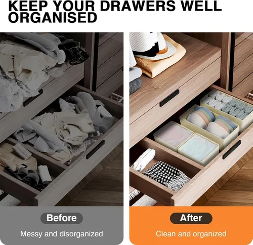 Miniatura 5 de DIMJ Organizador de cajones para ropa, paquete de 6 unidades, organizadores plegables para bebé, organizador de almacenamiento y cómoda