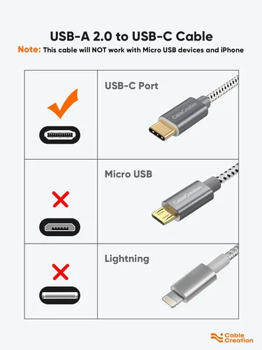 Miniatura 2 de CableCreation Cable USB C, cable corto USB a USB C 3A, cable de carga rápida trenzado USB C macho a USB macho para banco de energía, Galaxy S23