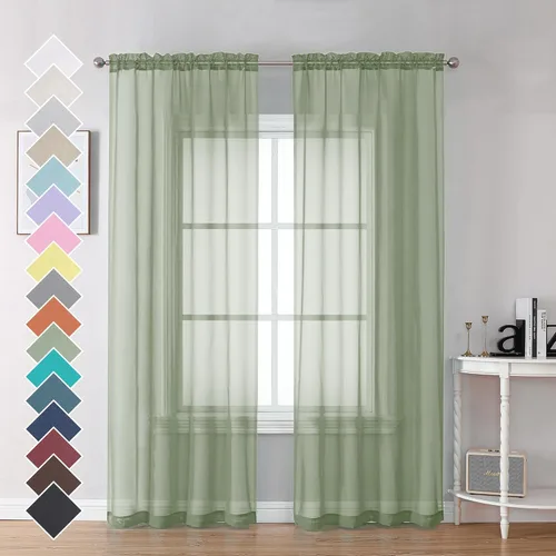 Miniatura 2 de OVZME Cortinas traslúcidas, ligeras, suaves, para estudio, sala de estar y dormitorio, juego de 2 paneles, 42 pulgadas de ancho x 84 pulgadas