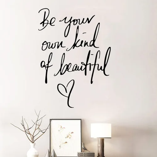 Miniatura 2 de Calcomanía inspiradora para pared, con texto en inglés "Be Your Own Kind of Beautiful Quotes", con cita de mariposa, arte de pared para decoración