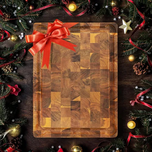 Miniatura 2 de Yes4All Tablas de cortar de acacia duraderas para cocina, [17''L x 13''A x 1.5" de grosor] Tabla de cortar de veta final mediana, tablas de cortar