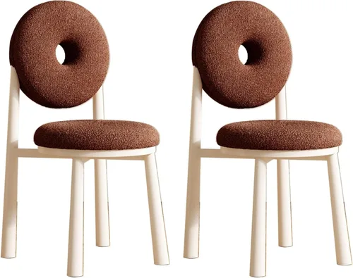 Miniatura 39 de Donut Dining Chairs,Makeup Chair,Kitchen Room Chairs Nordic Back, Dining Room with Metal Legs,Living Room Chair for Home Bedroom Cream Wind Brownish