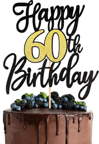 Miniatura 20 de 1 pieza de decoración para pastel de feliz cumpleaños número 30, negro dorado con purpurina, brindis por 30 años, palillo para pastel de cumpleaños