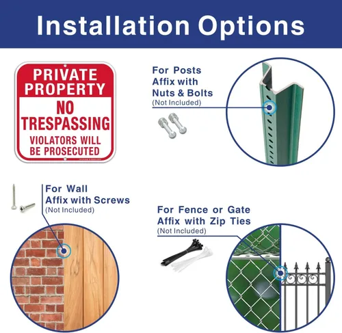 Miniatura 3 de Paquete de 5 carteles de propiedad privada No Trespassing, cuadrado de 12 x 12 pulgadas, aluminio libre de óxido, protección UV e impermeable, Señal