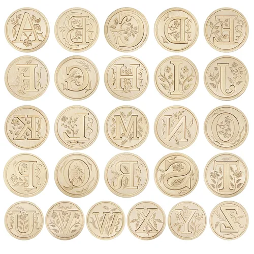 Miniatura 6 de Sellos de cera del alfabeto, sellos grabados, sellos de cera, cabezas de sello de latón, asas de madera desmontables, sobres adecuados, invitaciones