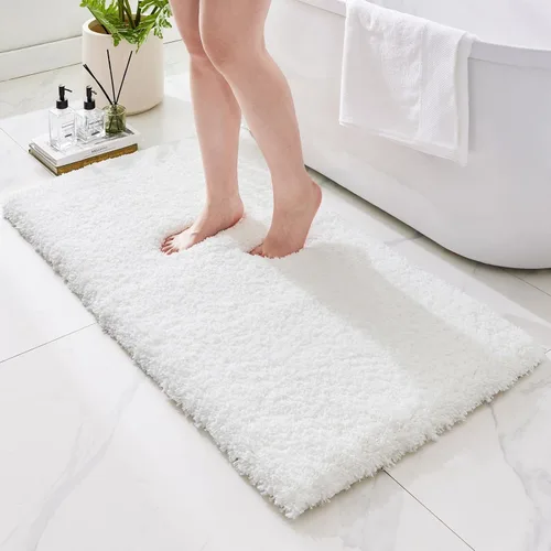 Miniatura 13 de Alfombras de baño antideslizantes, lavables, ultra gruesas, suaves, de microfibra absorbente, de látex de espuma de alta densidad, con respaldo Beige