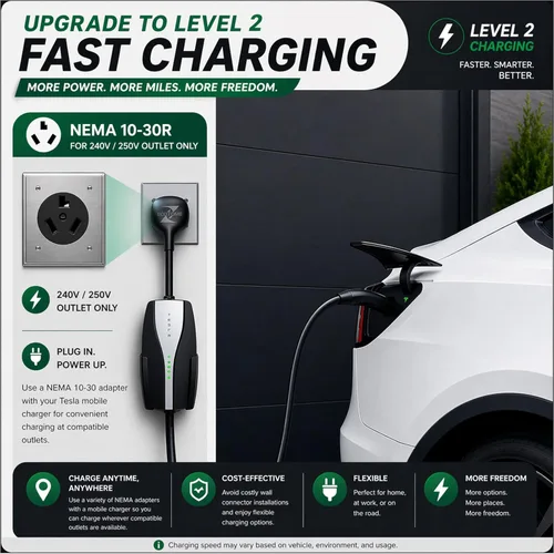Miniatura 5 de Adaptador NEMA 10-30 para Cargador Móvil Tesla Gen 2 y 3, para Toma de 240V, 24 Amperios, Compatible con Modelo 3, Y, X, S, Ideal para Viajes por
