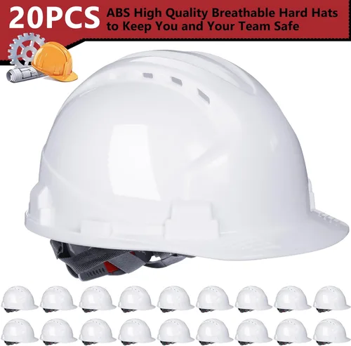 Miniatura 2 de Leumoi 20 Pack 4 Pt. Suspension Hard Hat Bulk Safety Helmets ABS Ratchet Hard Hats Adjustable Construction Hardhats with Vents and Cotton Brow Pad