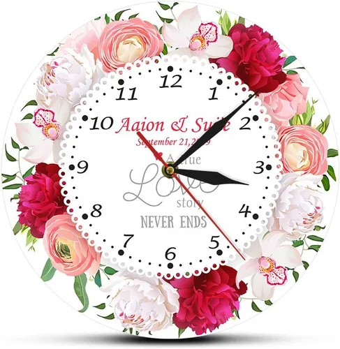 The Geeky Days A True Love Story Never Ends Nombre personalizado Fecha de matrimonio Reloj de pared de cuarzo silencioso moderno Reloj de pared de