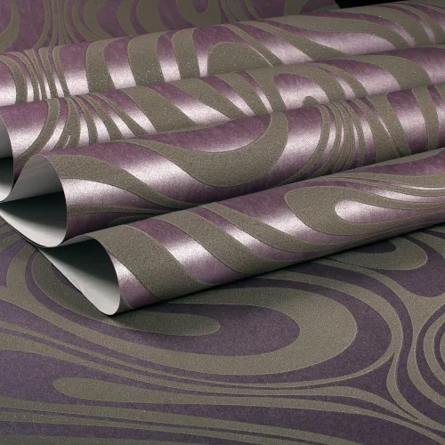 Miniatura 4 de QIHANG rollo de papel para empapelado de gran calidad moderno y lujoso, con diseño abstracto de curvas en relieve 3D, color negro y marrón, de 0.7 m