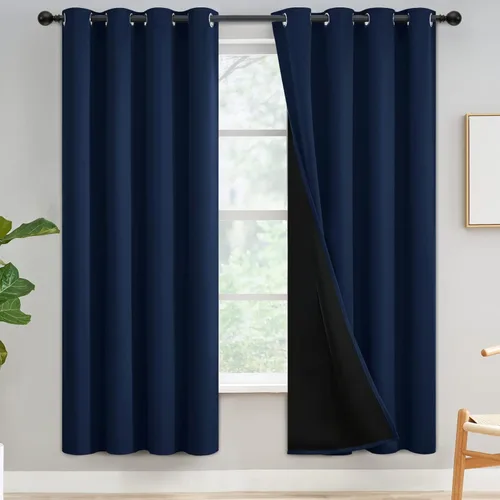 Miniatura 202 de Yakamok Cortinas negras, cortinas de ventana con aislamiento térmico y eficiencia energética para dormitorio, cortinas opacas completas y cortinas