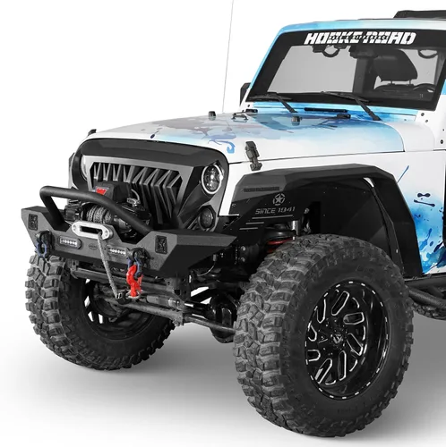 Miniatura 3 de u-Box Parachoques delanteros y traseros para Jeep Wrangler, compatible con Jeep JK Wrangler 07-18 con placa de cabrestante, portador de neumáticos