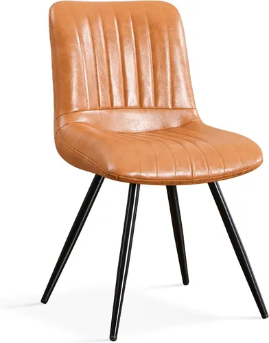Sillas de comedor, modernas sillas de comedor con cojines gruesos, sillas tapizadas de piel sintética para cocina, comedor con patas de metal para