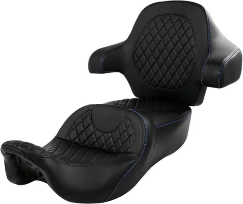 Miniatura 37 de C.C. RIDER Asiento de conductor, piloto y pasajero de una pieza con diamante, asiento de 2 plazas para Harley Touring Road King FLHR, Street Glide