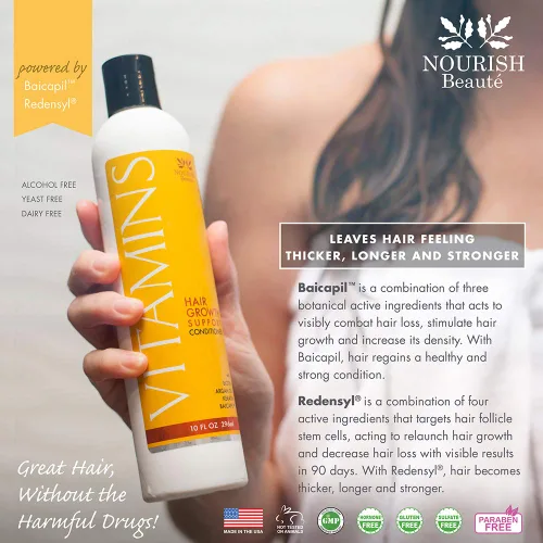 Miniatura 3 de Acondicionador para pérdida del cabello VITAMINS de Nourish Beaute, resultados potentes con bicapil patentado, suministro para 2+ meses