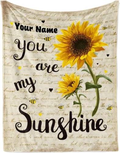 Miniatura 20 de Jekeno Regalos de girasol para mujeres, mamá, manta personalizada con girasol, manta personalizada con nombre, manta de franela personalizada