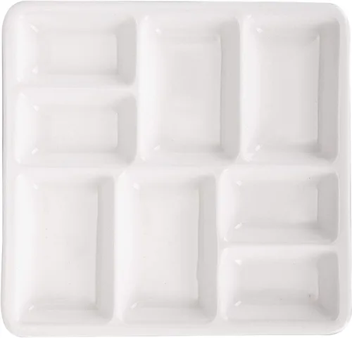 VanEnjoy Paleta de pintura de artista de cerámica cuadrada blanca,Paleta de acuarela de porcelana,Bandeja de mezcla de cerámica para pintura de