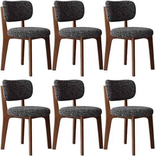 Miniatura 59 de YVYKFZD Solid Wood Dining Chairs, Fabric Dining Room Chair Set of 2/4/6, Upholstered Kitchen Chairs with Curved Backrest, Armless Living Room Chair