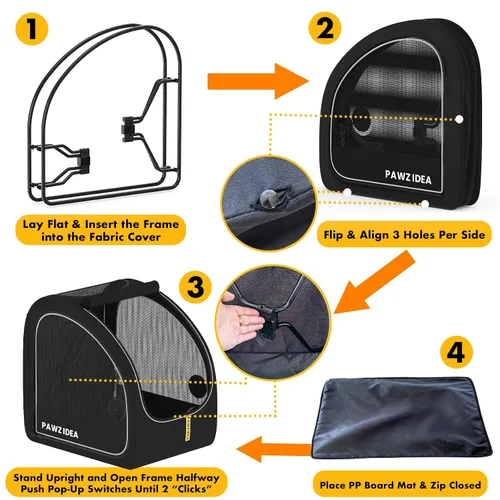 Miniatura 9 de PAWZIDEA Cochecito de perro 3 en 1 para perros grandes con transportador desmontable de hasta 100 libras, 45% extra alto para perros, jaula de auto