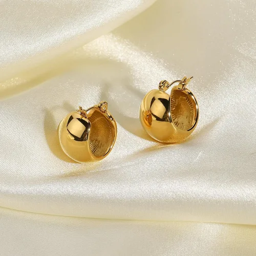 Miniatura 112 de Aretes de aro gruesos de oro para mujer, chapados en oro de 14 quilates, aretes de aro triple, hipoalergénicos, a la moda, aretes de aro gruesos