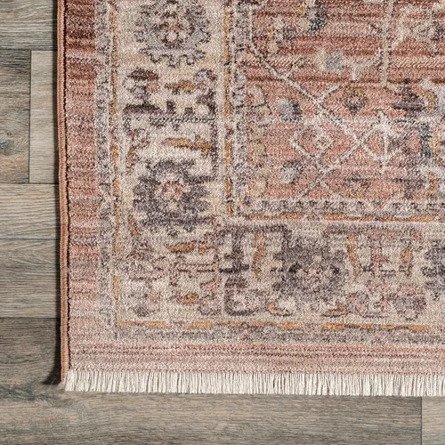 Miniatura 194 de NuLOOM - Alfombra con diseño de medallón, con flecos, modelo Ethel Harriet Marrón Claro