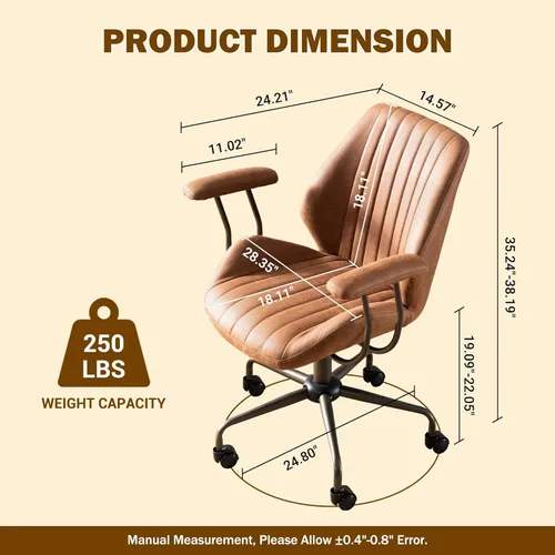 Miniatura 2 de Silla de oficina en casa, silla ergonómica para computadora con soporte lumbar, altura ajustable, silla de oficina moderna de mediados de siglo