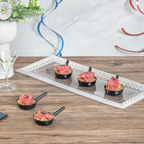 Miniatura 3 de Restaurantware Tazas de postre desechables de 1 onza, 100 mini platos de salsa, diseño de sartén para servir condimentos, aperitivos o muestras