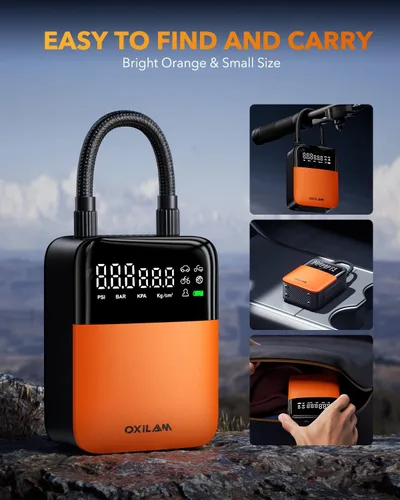 Miniatura 7 de OXILAM Compresor de aire portátil para inflador de neumáticos C1, bomba de aire recargable 3 veces más rápida para neumáticos de automóvil