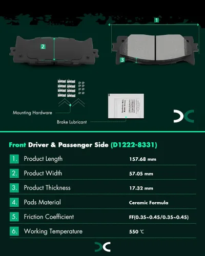 Miniatura 7 de Kits de Frenos, SCITOO Rotores de Freno Delanteros y Pastillas de Cerámica Compatibles con Lexus ES300h 2013-2018, Lexus ES350 2007-2018, Toyota