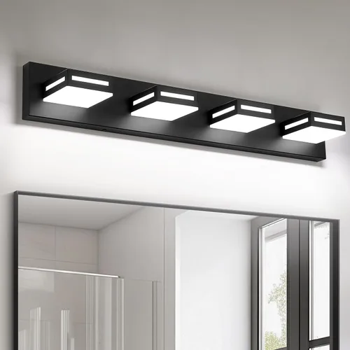 Miniatura 14 de Lámparas LED modernas para baño, 3 luces de 24 pulgadas, regulables, 5CCT, ajustables, color negro mate, para accesorios de iluminación de baño