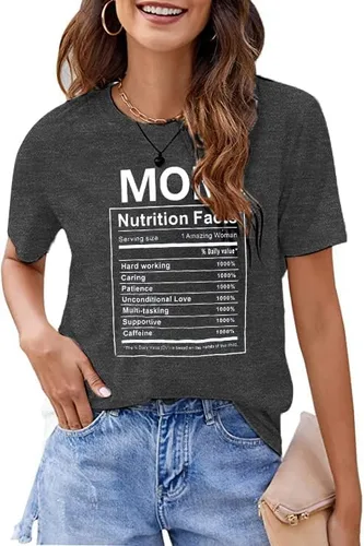 Miniatura 3 de Mom Nutrition Facts - Camiseta divertida para el día de la madre, camiseta con estampado de letras, camiseta casual de verano