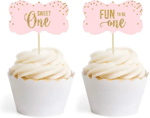 Miniatura 31 de Andaz Press Colección de fiesta de primer cumpleaños de niña con purpurina rosa rubor, pancarta colgante con cuerda, feliz primer cumpleaños, 5