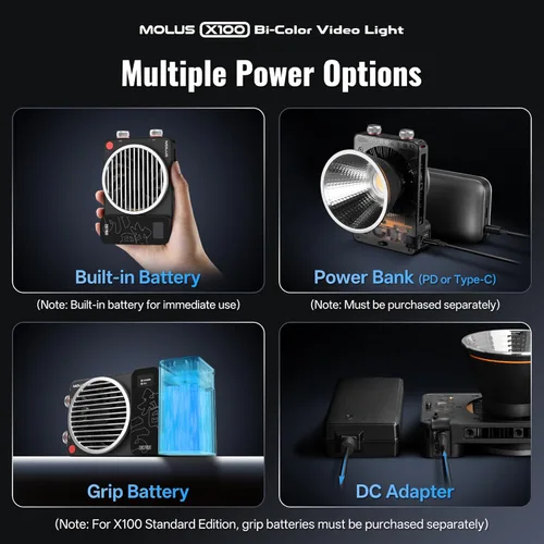Miniatura 7 de ZHIYUN Molus X100 Bi-color Combo 100W Luz de Vídeo [Oficial] V2 Versión Mejorada Profesional Iluminación de Fotografía Portátil Salida Continua