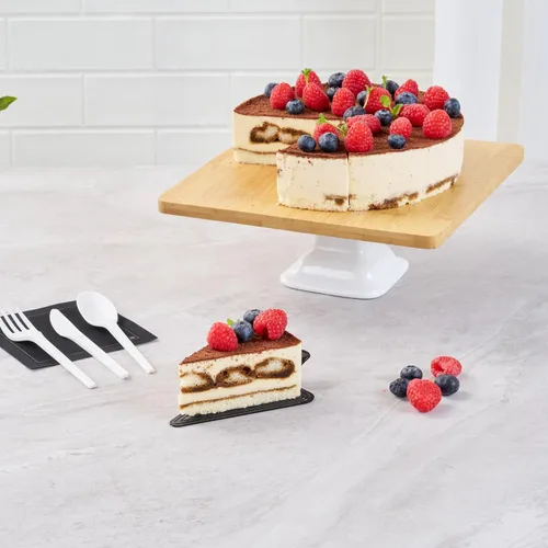 Miniatura 6 de Restaurantware Tablas para pasteles de 4.5 x 3 pulgadas, 100 bandejas triangulares de postre, ligeras con asa, tableros de repostería de plástico