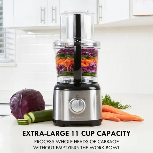 Miniatura 5 de Kenmore - Procesador de alimentos y picador de verduras de 11 tazas con disco reversible para cortar/triturar, picar, rebanar, picar, rallar, hacer