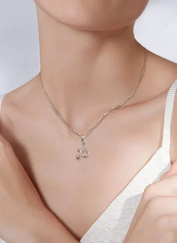 Miniatura 5 de CELESTIA Collares con iniciales de plata de ley 925, 26 letras con corazón de oro rosa, cadena de 18 pulgadas