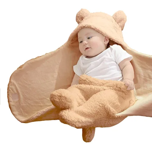 Miniatura 4 de XMWEALTHY Lindas mantas de felpa para envolver bebés recién nacidos niños y niñas, color marrón