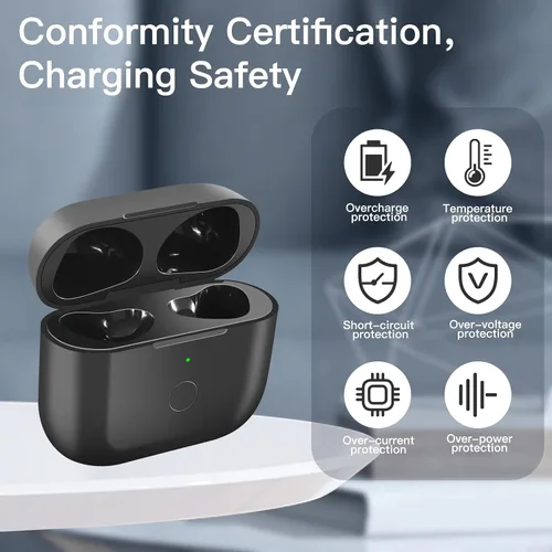Miniatura 5 de Funda de carga inalámbrica de repuesto compatible con AirPod de 3ª generación, funda de cargador Air Pod 3 con botón de sincronización de Negro