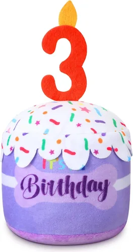 Miniatura 23 de Dansydaisy Accesorios de juguete de pastel de cumpleaños para perros, regalos para niñas y niños, juguete de peluche chirriante para decoración