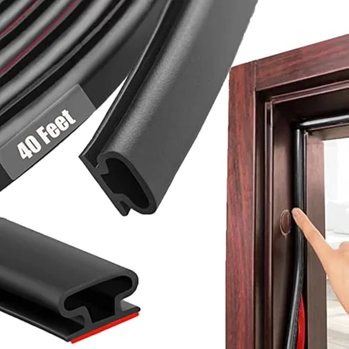 Miniatura 13 de Tira de Sellado de Puerta de Goma Marrón para Intemperie, Tira de Sellado de Puerta en Forma de D, Cinta de Aislamiento de Marco Autoadhesiva