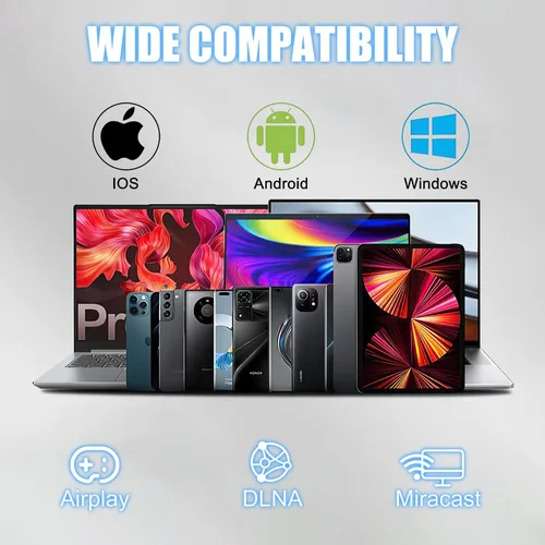 Miniatura 3 de Adaptador de pantalla inalámbrico HDMI 4K - WiFi 1080P Receptor de duplicación de pantalla móvil Dongle a TV/proyector Receptor Soporte Windows Mac