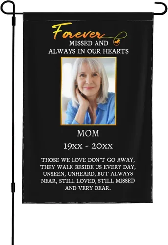 Miniatura 21 de Bandera de memoria personalizada con nombre de foto, fecha, letrero funerario personalizado, bandera conmemorativa personalizable para jardín, Cielo