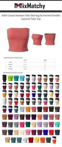 Miniatura 6 de MixMatchy Tops de tubo elásticos laterales fruncidos básicos para mujer