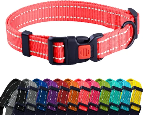 Miniatura 39 de CollarDirect Collar reflectante para perro o cachorro pequeño, mediano y grande con hebilla de liberación rápida, para machos y hembras, nailon Rojo